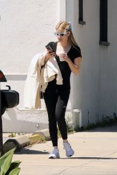 Emma Roberts in a Black Tee and Leggings - Los Angeles 04/05/2023