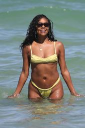 Gabrielle Union in a Yellow Bikini in Miami 04/07/2023