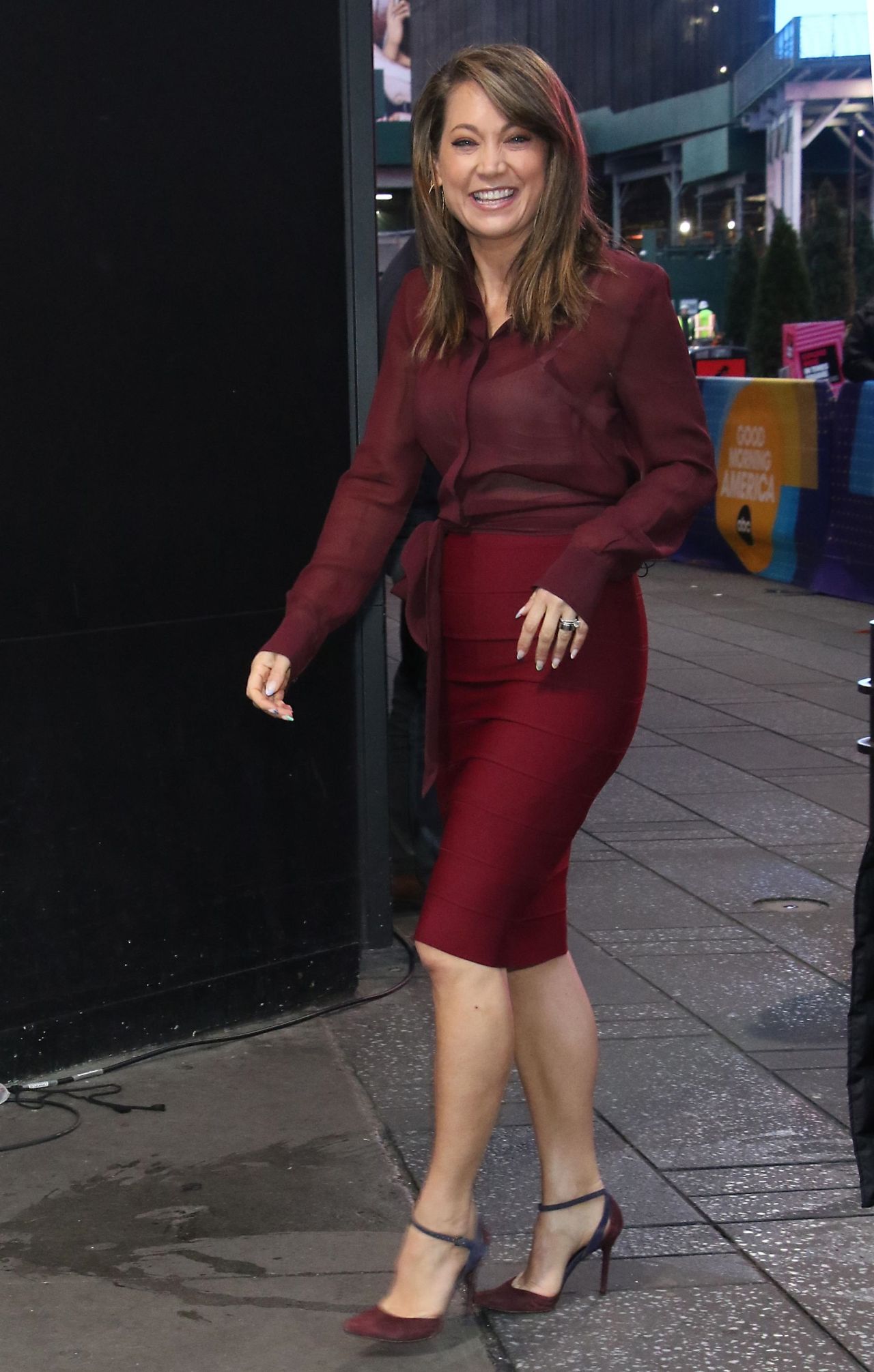 Sexy Weather Woman Ginger Zee on GMA set in NYC