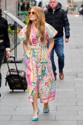 Isla Fisher Wearing a Rebecca Vallance Patchwork Dress in London 04/25/2023