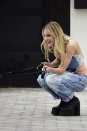 Joy Corrigan in a Denim Corset Along With Baggy Jeans - LA 04/02/2023