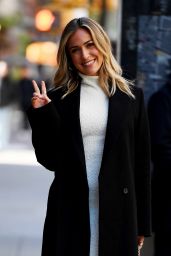 Kristin Cavallari in All-white With Matching Leather Boots and a Black Trench Coat - Manhattan 04/10/2023