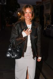 Lara Worthington Wearing a Leather Jacket and Miu Miu Top - Paddington 04/15/2023