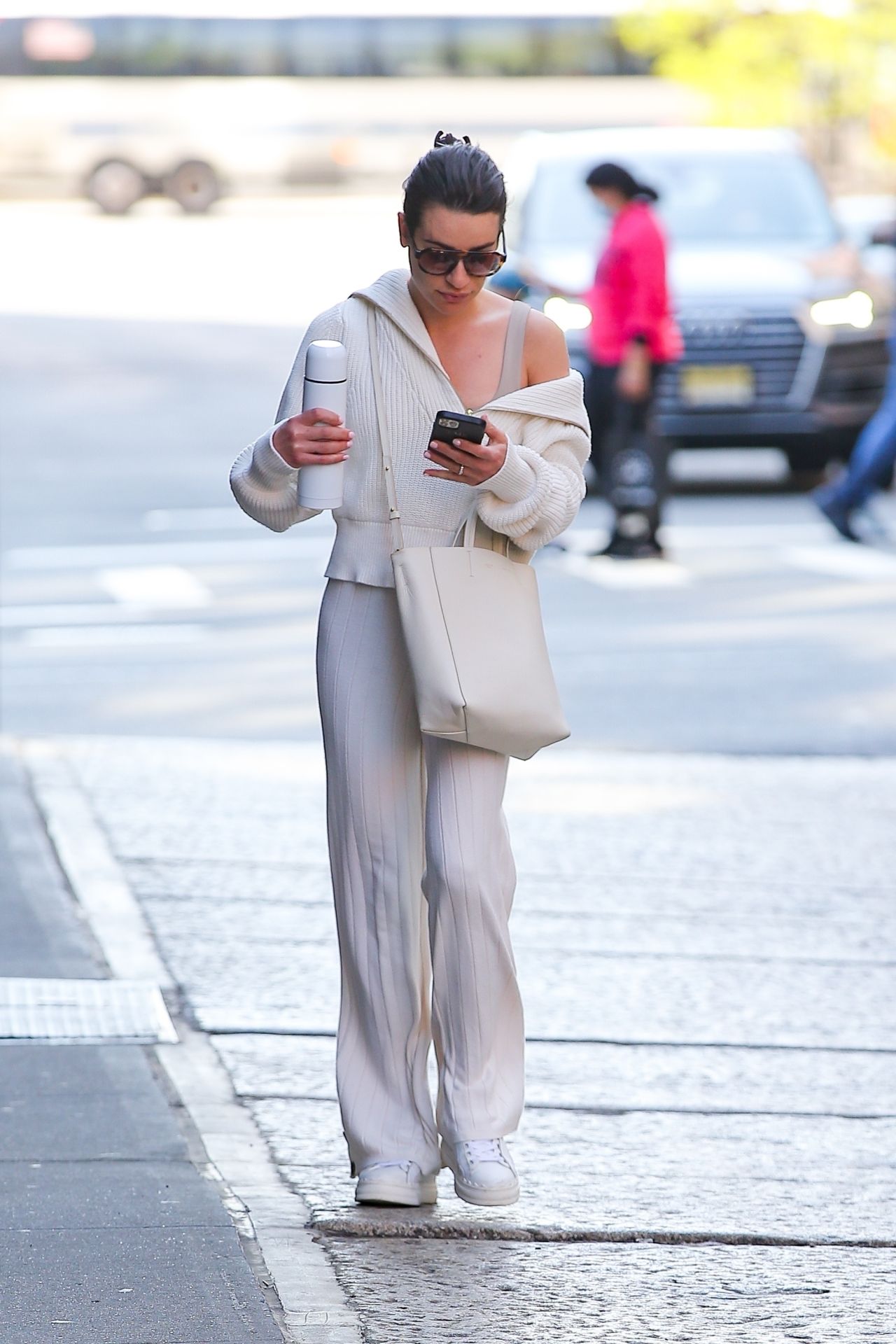 Lea Michele in Comfy Outfit in New York 04/21/2023 • CelebMafia
