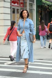 Lindsay Rose Rando Wearing Denim Trench and Maxi Skirt by Bobbles and Lace - New York 04/12/2023