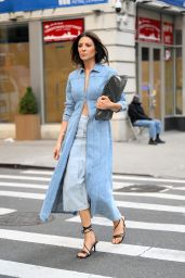 Lindsay Rose Rando Wearing Denim Trench and Maxi Skirt by Bobbles and Lace - New York 04/12/2023