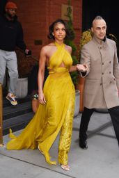 Lori Harvey in a Yellow Ensemble in New York 04/27/2023