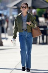 Lucy Hale Sports a Green Denim Jacket and Blue Jeans 04/06/2023
