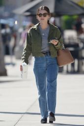 Lucy Hale Sports a Green Denim Jacket and Blue Jeans 04/06/2023