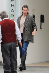 Milla Jovovich - Exits a Skin Care Clinic in Beverly Hills 04/17/2023