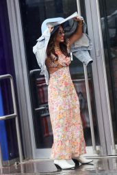Myleene Klass Wearing a Summer Dress and Denim Jacket - London 04/21/2023