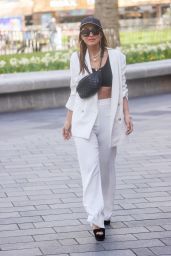 Myleene Klass Wearing White Trouser Suit and Crop Top - London 04/11/2023