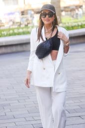 Myleene Klass Wearing White Trouser Suit and Crop Top - London 04/11/2023