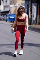 Olivia Wilde in a Red Top and Red Leggings in Los Angeles 04/18/2023