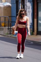 Olivia Wilde in a Red Top and Red Leggings in Los Angeles 04/18/2023