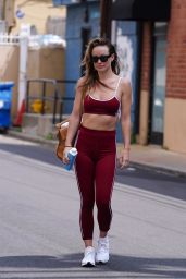Olivia Wilde in a Red Top and Red Leggings in Los Angeles 04/18/2023