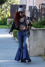 Phoebe Price in Flared Denim and a Leather Jacket - LA 04/06/2023