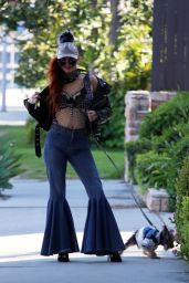 Phoebe Price in Flared Denim and a Leather Jacket - LA 04/06/2023