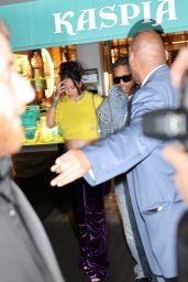 Rihanna at Caviar Kaspia Restaurant in Paris 04/22/2023