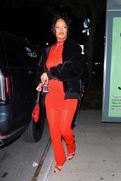 Rihanna in a Red Outfit in New York 04/23/2023