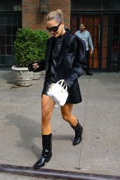 Rita Ora in a Black Mini Dress in New York 04/26/2023