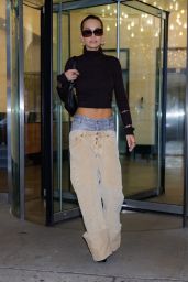 Rita Ora in Quirky Denim Pants in New York 04/27/2023