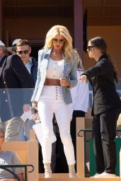 Victoria Silvstedt in a White Crop Top and Skinny Jeans at Rolex Monte-Carlo Masters 04/12/2023