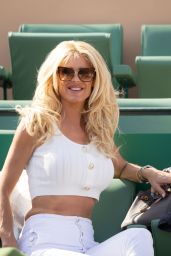Victoria Silvstedt in a White Crop Top and Skinny Jeans at Rolex Monte-Carlo Masters 04/12/2023