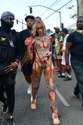 Winnie Harlow in Her Colorful Carnival Outfit at the "Yard Mas" and "Xodus Carnival" in Jamaica 04/16/2023