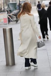 Amanda Holden in a Cream Jumper and Stylish Coat in London 05/12/2023