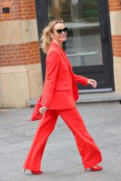 Amanda Holden in a Red Trouser Suit in London 05/19/2023