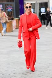 Amanda Holden in a Red Trouser Suit in London 05/19/2023