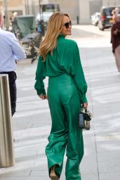 Amanda Holden in Green Leather Trousers and Figure-Hugging Shirt - London 05/17/2023