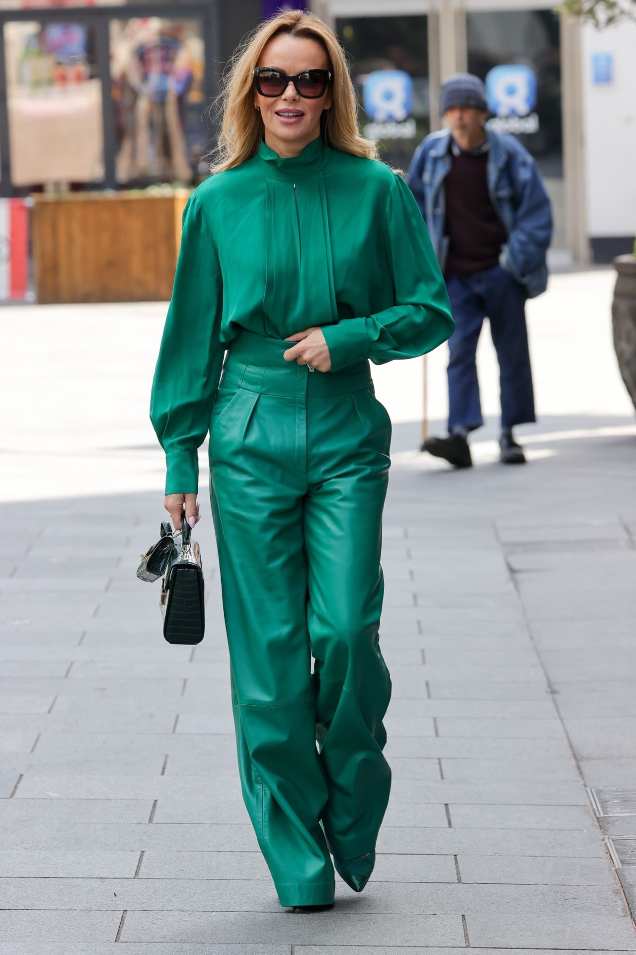 Amanda Holden in Green Leather Trousers and Figure-Hugging Shirt - London  05/17/2023 • CelebMafia