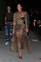 Anastasia Karanikolaou in a Leopard Print Dress - Dolce & Gabbana Logo Bag Launch in West Hollywood 05/16/2023