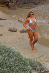 Antigoni Buxton in a Blue Bikini at the Beach in Mykonos 05/22/2023