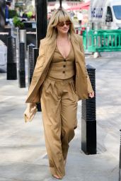 Ashley Roberts - Wearing a Beige Trouser Suit in London 05/03/2023