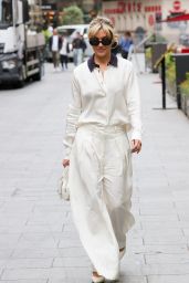 Ashley Roberts Wearing White Trousers and Matching Top in London 05/23/2023