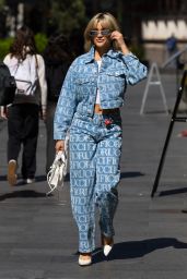 Ashley Roberts - Wearining a Printed Double Denim Suit - London 05/24/2023