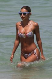 Chantel Jeffries in a Colorful Patterned Bikini and Matching Sunglasses - Beach in Miami 05/02/2023