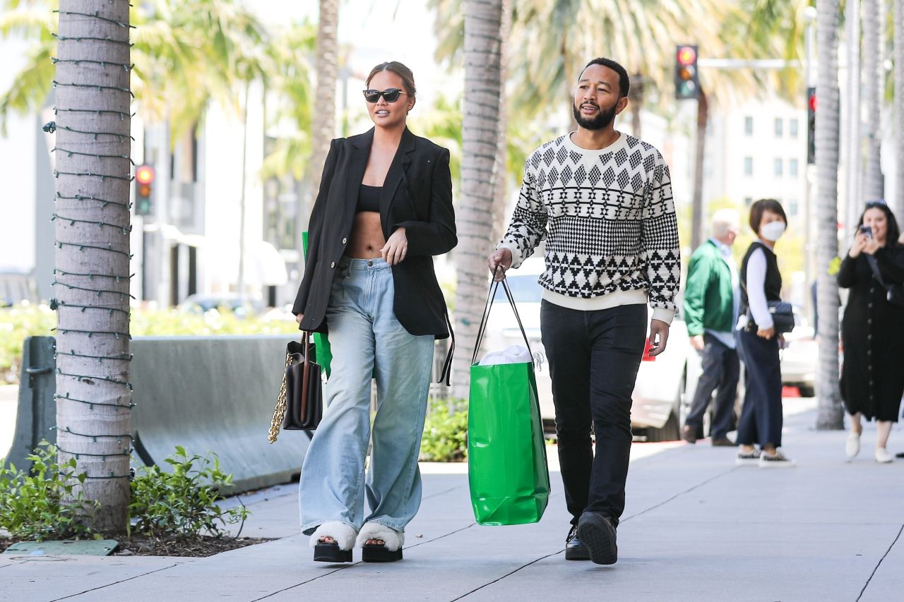 CHRISSY TEIGEN and John Legend Out Shopping on Rodeo Drive in