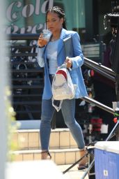Christina Milian - Filming a Promo for Her Business Beignet Box in LA ...
