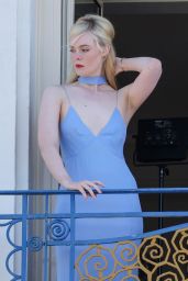 Elle Fanning on Her Hotel Balcony in Cannes 05/16/2023