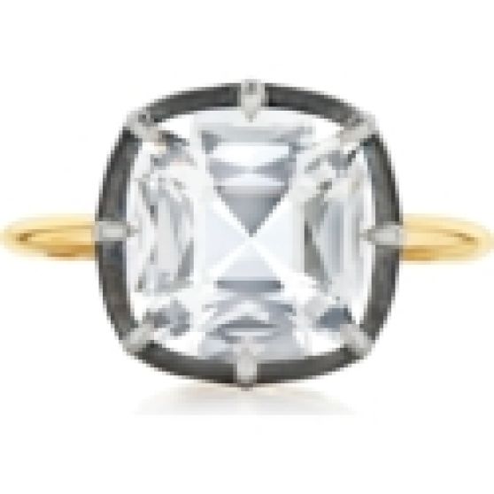 Fred Leighton Cushion White Topaz Collet Solitaire Ring