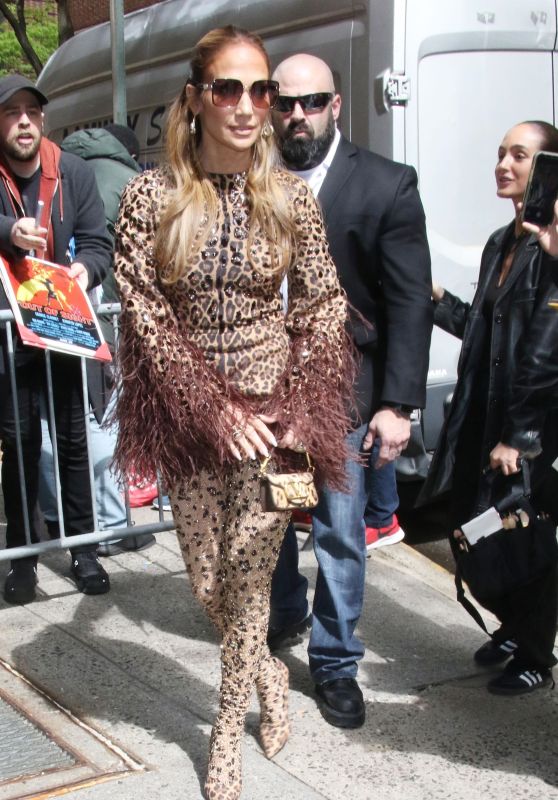 Jennifer Lopez in an Animal Print Ensemble at Live with Kelly and Mark in New York 05/03/2023