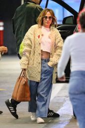 Jennifer Lopez Wears a Nude-colored Coat in Beverly Hills 05/15/2023