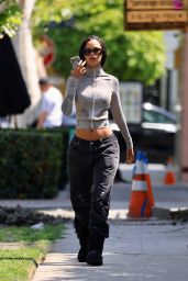 Juliana Nalu Wearing a Yeezy Top in West Hollywood 05/18/2023