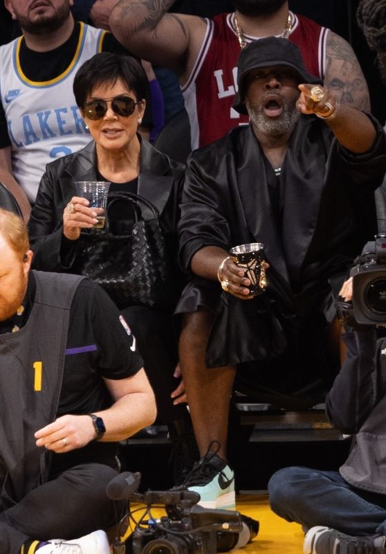Kris Jenner and Corey Gamble at the LA Lakers Game in Los Angeles 05/22/2023