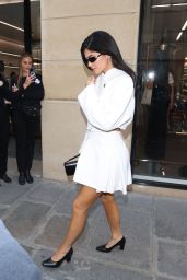Kylie Jenner in a White Mini Skirt and Matching Jacket - Channel Store in Paris 05/28/2023