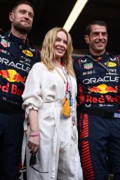 Kylie Minogue in Red Bull Racing Garage After F1 Grand Prix of Monaco 05/28/2023
